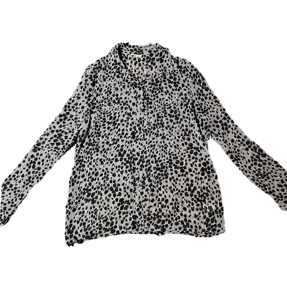 Forever 21 Sheer Leopard Print Button Down Blouse